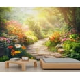 thumbnail image 3 of Custom Floral Wall Murals - Stone Path Murals, Flower Design Wall Mural For TV Background, Floral Mural Wallpaper 79"W x 55"H (Not Peel and Stick), 3 of 6