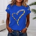 thumbnail image 2 of Womens Tops Trendy Fashion Printed Short Sleeve Round Neck Soft Tees for Teens Girls,Blue,M, 2 of 4