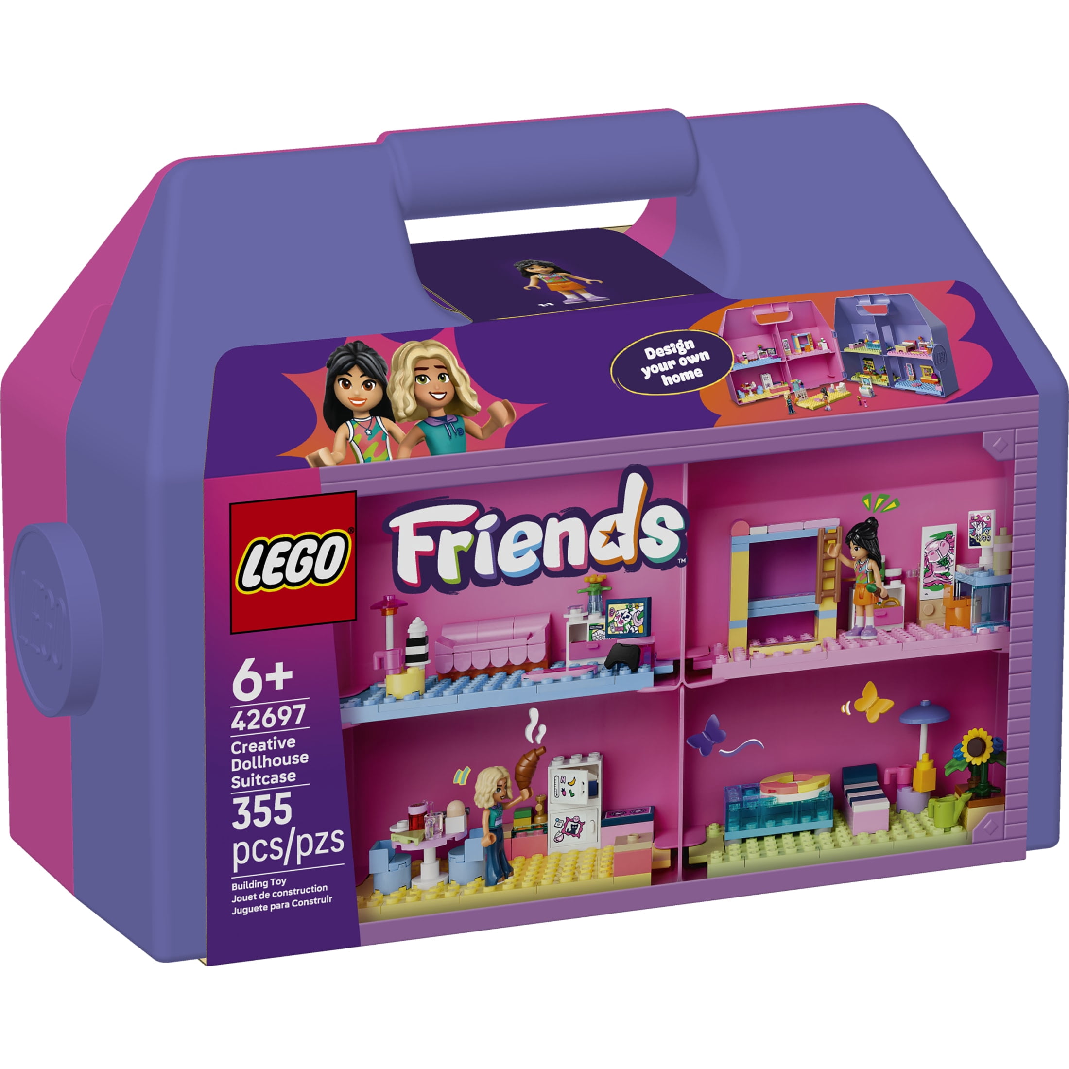 LEGO Friends Creative Dollhouse Suitcase - Building Toy for Girls & Boys, Ages 6+ - Portable Dollhouse Set with 8 Rooms & 2 Minidolls - Gift for Kids - 42697