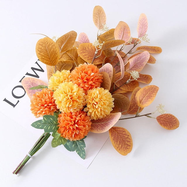 Ramo de flores artificiales Soledad Ramo de novia naranja amarillo
