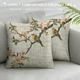 thumbnail image 3 of Linen Pillow Case Plum Bossom Oriole  Double Sided Decorative Cushion Cover for Sofa Bed Chair Car, 3 of 5