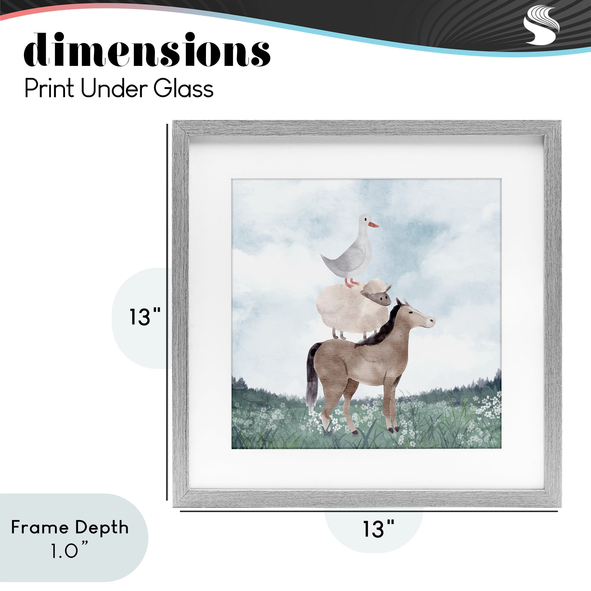 Stupell Industries Muted Blue Sky Farm Gray Framed Print Under Glass, design by Kim Allen