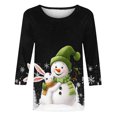 thumbnail image 5 of Sokhug Womens Casual 3/4 Sleeve T Shirts Crew Neck Loose Fit Tunic Tops Solid Basic Tops Tees Black, 5 of 5