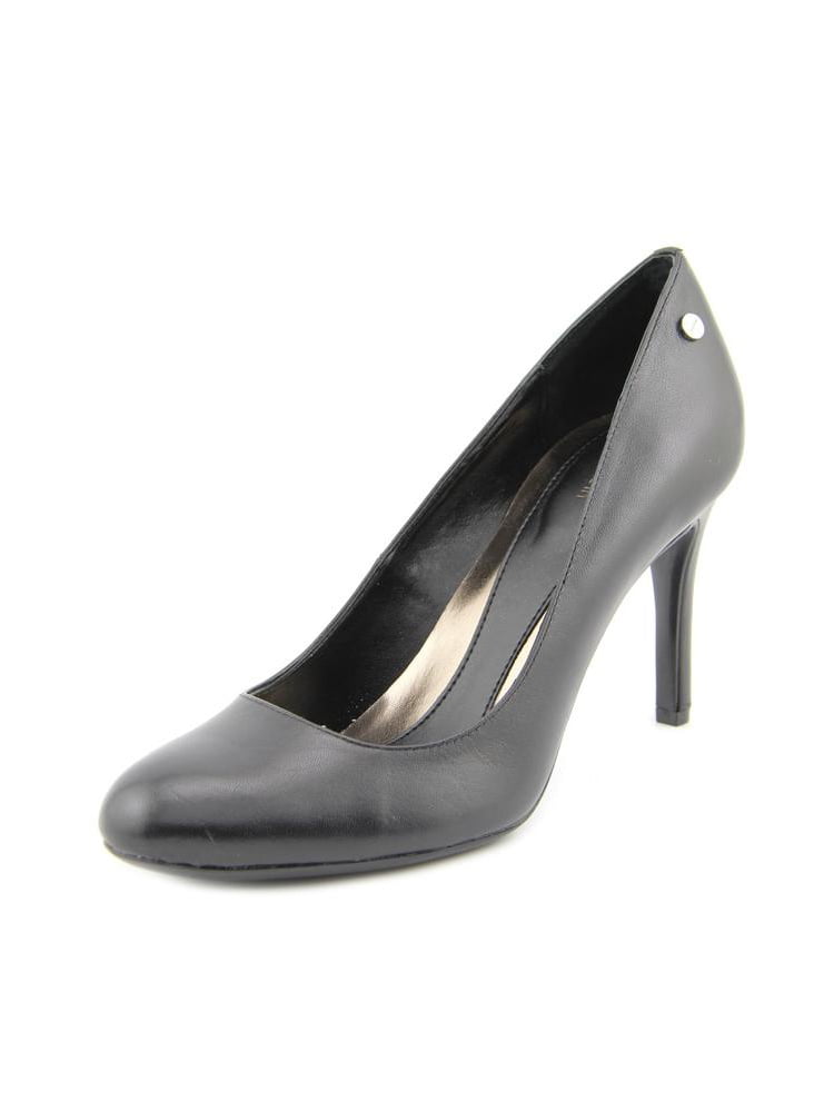 Calvin Klein Lana Women Round Toe Leather Black Heels 