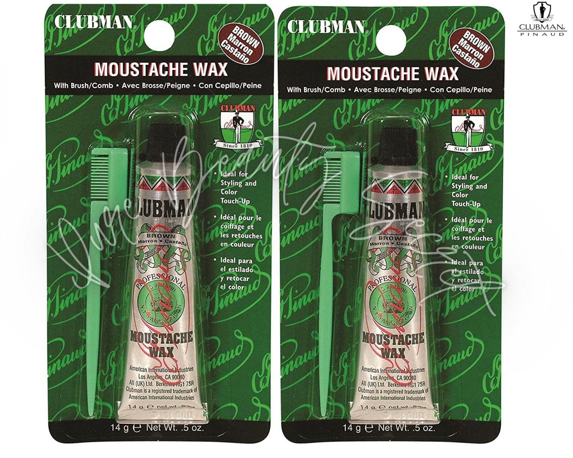 Clubman Moustache Wax Hang Pack 0.5 oz Brown x 2