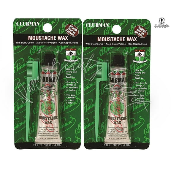 Clubman Moustache Wax Hang Pack 0.5 oz - Brown x 2
