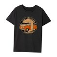 thumbnail image 3 of Camiseta básica de verano con cuello redondo para mujer, para viajes de vacaciones, regalo del día de San Valentín Negro, 3 of 7