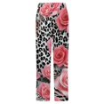 thumbnail image 6 of Pink Roses Animal Print Pattern Winter Female Pants Flannel High Waist Women Pants Lady Warm Straight Leg Plush Trousers, 6 of 7