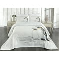 thumbnail image 2 of Ambesonne Animal Quilted Coverlet 3 Pcs, Hand Drawn Penguins Art, Queen Size, Black White, 2 of 4