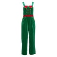 thumbnail image 6 of Womens Christmas Overalls Sleeveless Velvet Wide Leg Romper Pants Santa Jumpsuit Novelty Holiday Green S, 6 of 6