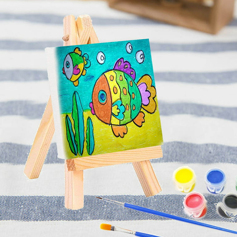 Mini Artist Easel Canvas Set Square Stretched 3D Wall Art Personalised  Canvas Kids Painting 