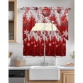 thumbnail image 2 of Red Christmas Swag Valance and Tier Curtains 36'' Length Set, Xmas Balls Snowflake Silver Pine Needles Light Filtering Kitchen Curtains, Tier Curtain Valances for Bathroom/Living Room/Bedroom/Café, 2 of 6