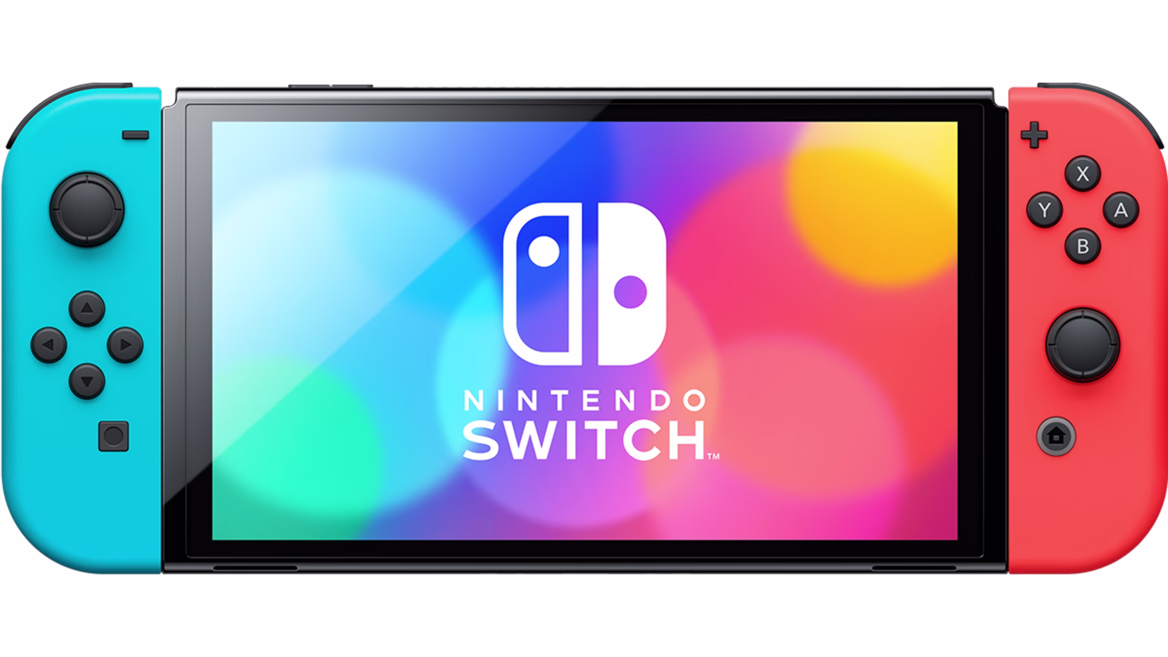 Nintendo Switch OLED with Neon Blue and Neon Red Joy-Cons (International Edition) Bundle with The Legend of Zelda: Breath of the Wild