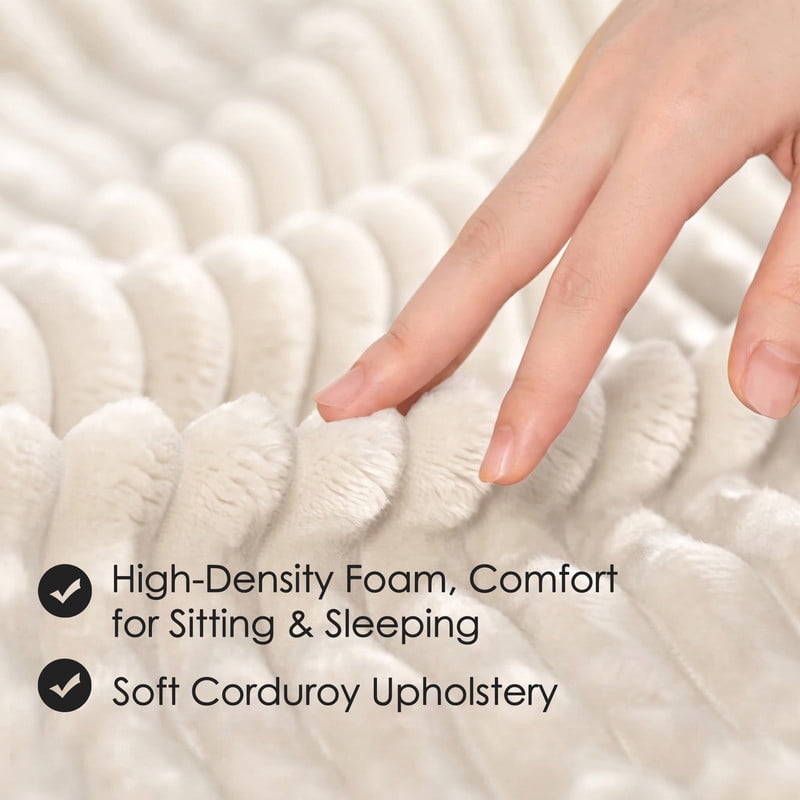 Anpport 54" 3‑in‑1 Convertible Sleeper Sofa Bed, Corduroy Pull‑Out Couch with Adjustable Backrest, Side Pockets & 2 Pillows for Small Spaces, Beige
