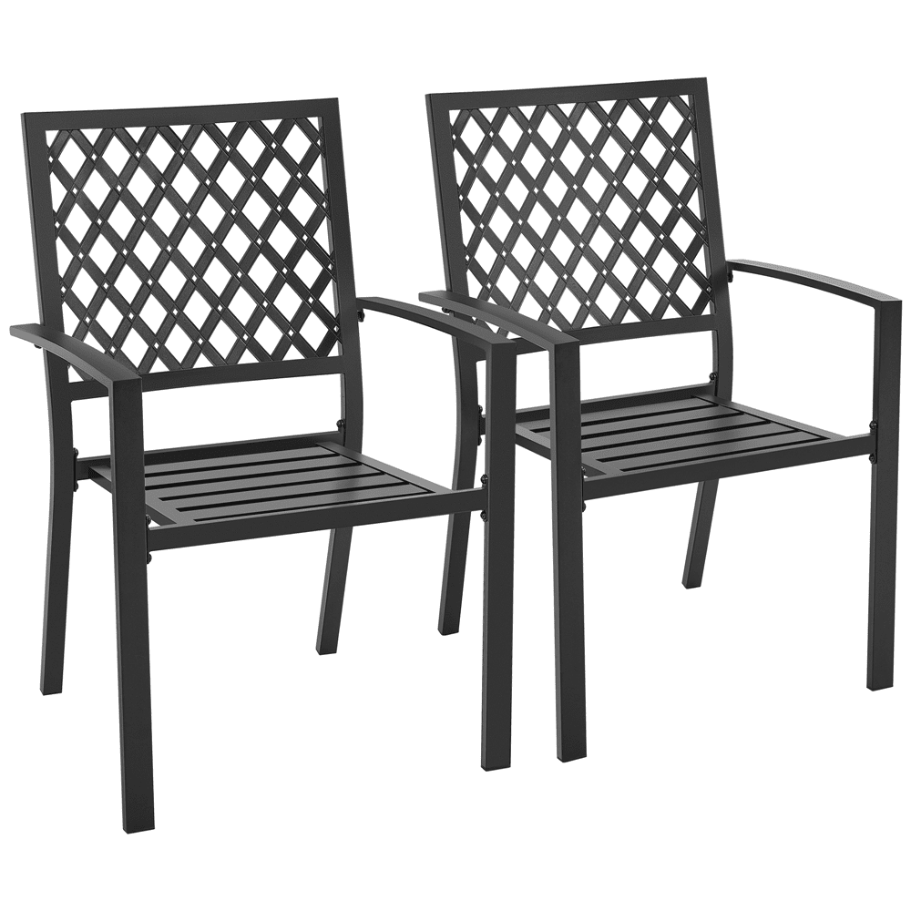 Easyfashion Outdoor Dining Bistro Table with Umbrella Hole, Black