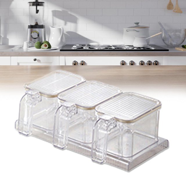 Recipiente para condimentos, ollas para especias de cocina, multifuncional a prueba de polvo con tapa de cuchara, olla para condimentos para pimienta, Café
