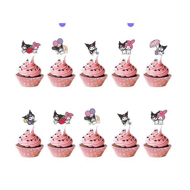 Bonita serie Sanrio, suministros para fiestas de cumpleaños, pancarta desechable, adorno para tarta, bandera colgante, juego de globos Kulomi, decoración de cumpleaños