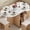 White Marble, variant on Blotout 5 PCS Farmhouse Dining Table Set for 4, 60'' Large Folding Dining Table Set with 4 Leather Chairs,6 Wheels, Drop Leaf Foldable Kitchen Table with 2-Layer Storage Shelf for Small Spaces, Brown