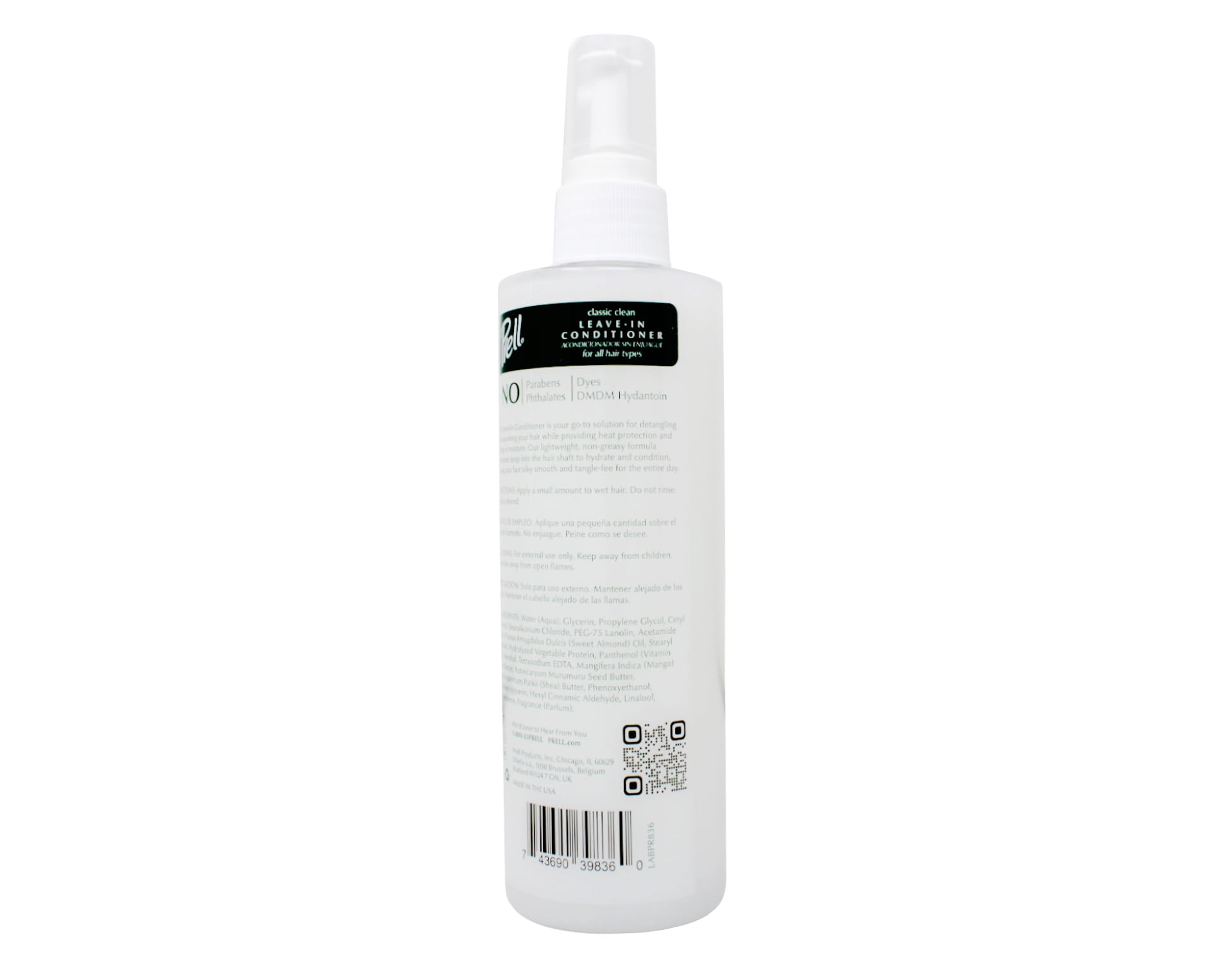 Prell Classic Clean Leave-in Conditioner, Detangles and Nourishes Heat Protection 8 fl. oz for All hair Types. - 6 Pack