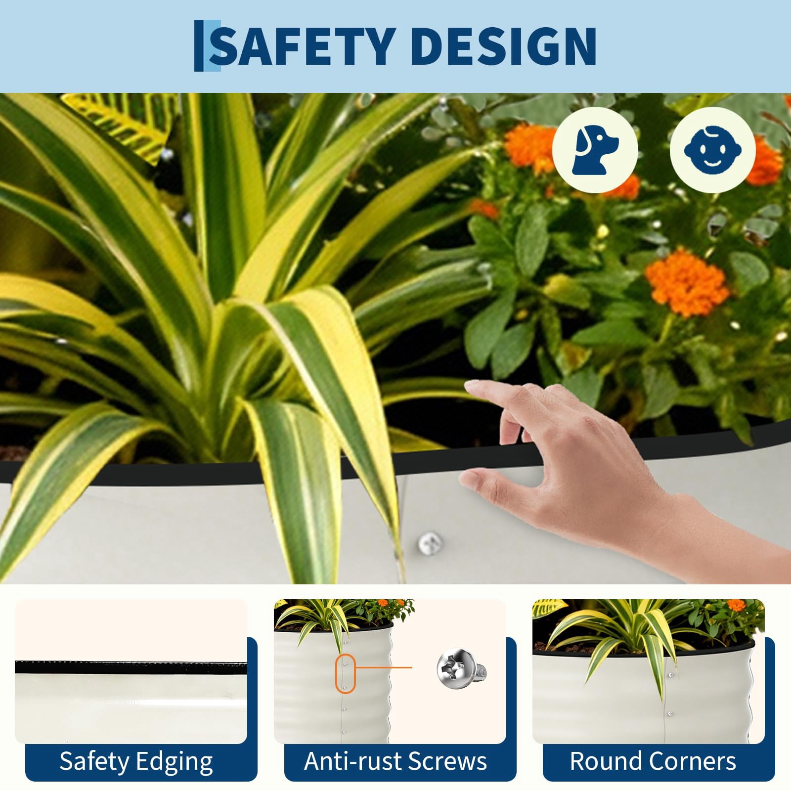 CazToi 2-Pack 4x2x2 ft Galvanized Steel Raised Garden Bed Rust-Proof Deep Root Planter Box