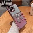 thumbnail image 2 of Compatible with iPhone 15 Pro Max Glitter Case,Luxury Cute Bowknot Sparkle Shine Diamond Design with Bling Plating Logo View,Aesthetic Shockproof Bumper Cover for Women Girls-Pink, 2 of 7