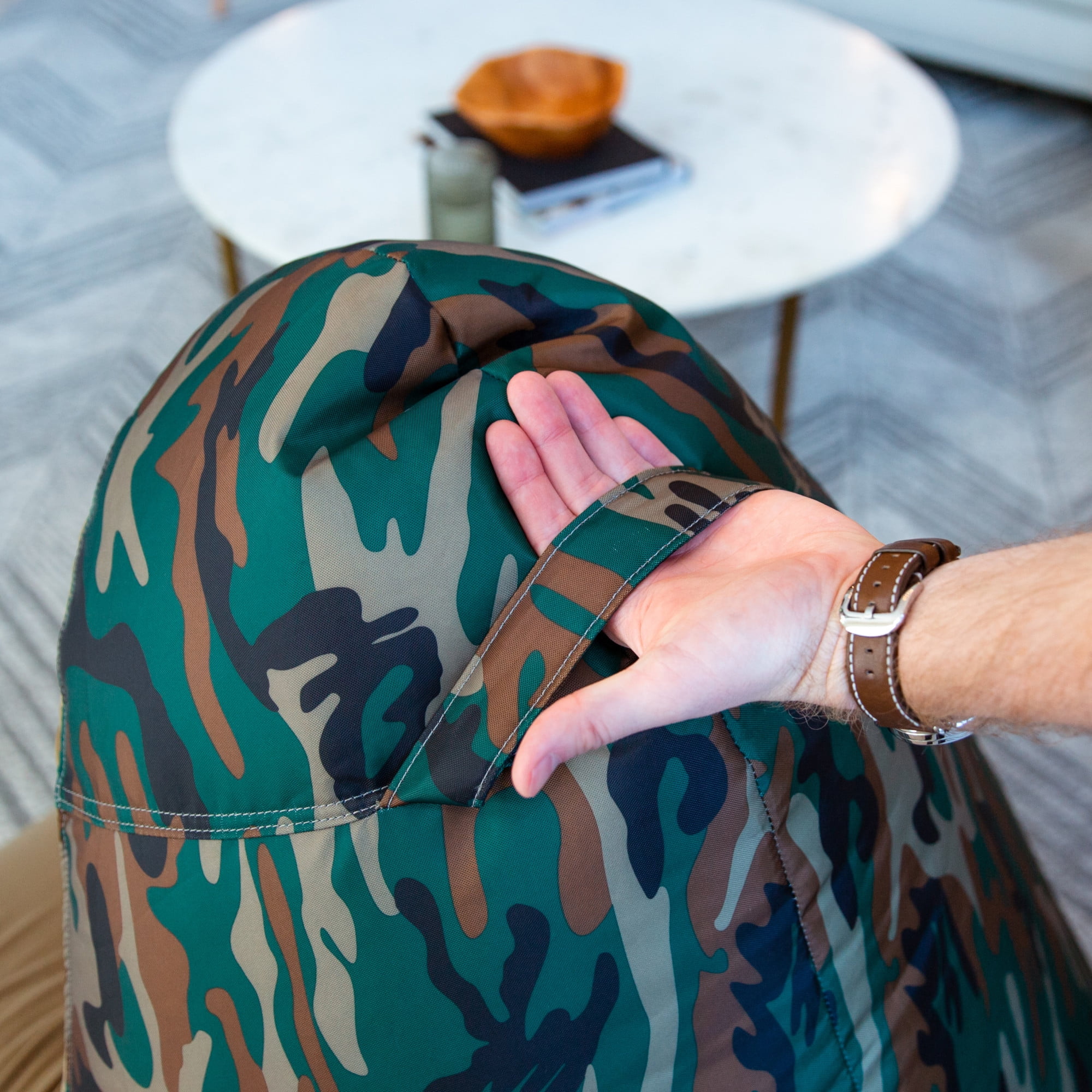 Big Joe Warp Bean Bag Chair, Green Woodland Camo Smartmax, Durable Polyester Nylon Blend, 3 feet