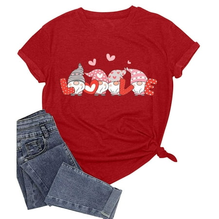 

Pianpianzi Long Sleeve Scrub Tops Women Long Sleeve T Shirt Women in Bulk Silk Button down Blouse Women s Valentine s Day Printing O-Neck Short T-Shirt Loose Blouse Top
