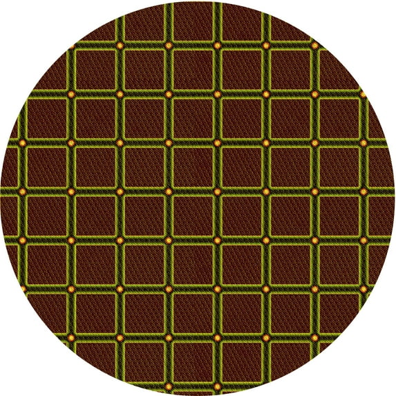Ahgly Company Indoor Round Patterned Dark Bronze Brown Area Rugs, 6' Round