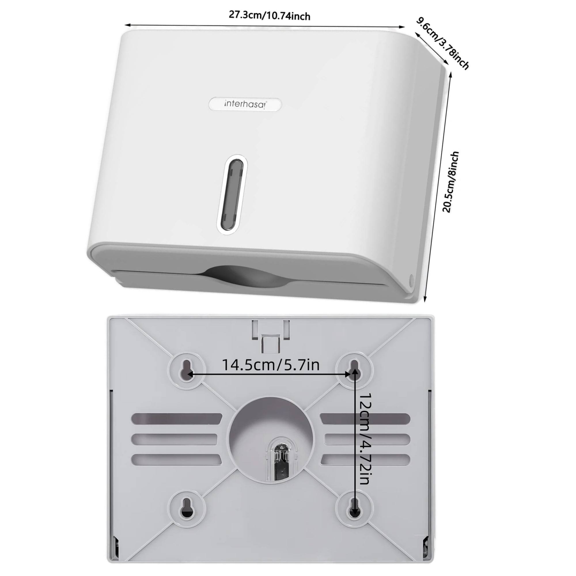 Interhasa Wall-Mounted Paper Towel Dispenser for Multi-Fold Tissues,Home & Commercial Use, White