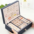 thumbnail image 5 of Leather Double Layer Large Capacity Ear Stud Storage Box Large Jewelry Case for Women Removable Jewelry Holder Storage Case for Girls Necklace Hanging., 5 of 10
