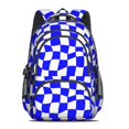 thumbnail image 2 of Blue and White Wavy Checkered Backpack for School, Cute School Bag with Adjustable Shoulder Straps and Padded Back, 16.9"x12.6"x5.9", 2 of 5