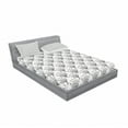 thumbnail image 3 of Ambesonne Flower Fitted Sheet & Pillow Sham Set, Tiribal Greyscale Pattern, Twin, White and Black, 3 of 3