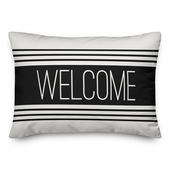 Creative Products Welcome Farmhouse Stripes Black 14x20 Indoor / Outdoor Pillow