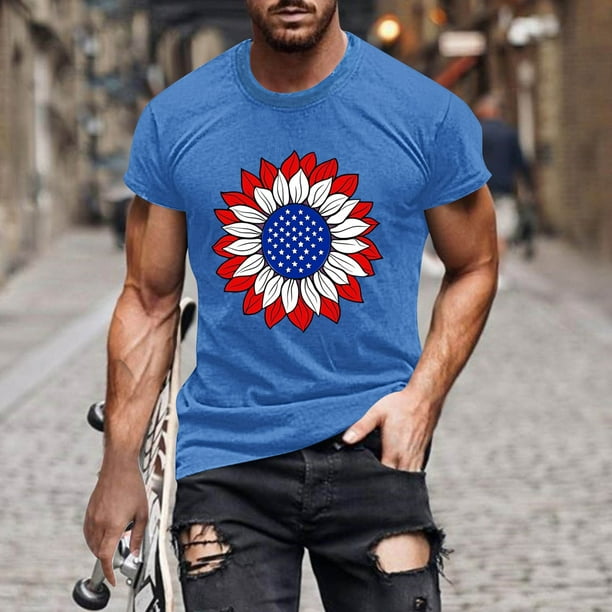 Tops para hombre, blusas y camisas de manga corta con cuello redondo para hombre, jersey informal de moda con estampado para hombre, camiseta de manga corta con cuello redondo, blusa de poliéster para