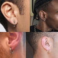 thumbnail image 2 of Juego de 10 pares de aretes de aro de plata para mujer, de acero quirúrgico, ligeros Xtellar negro, 2 of 4