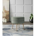 thumbnail image 2 of Manhattan Comfort Bailey Ottoman in Sage Green with Solid Wood Base & Gold Feet, 2 of 10