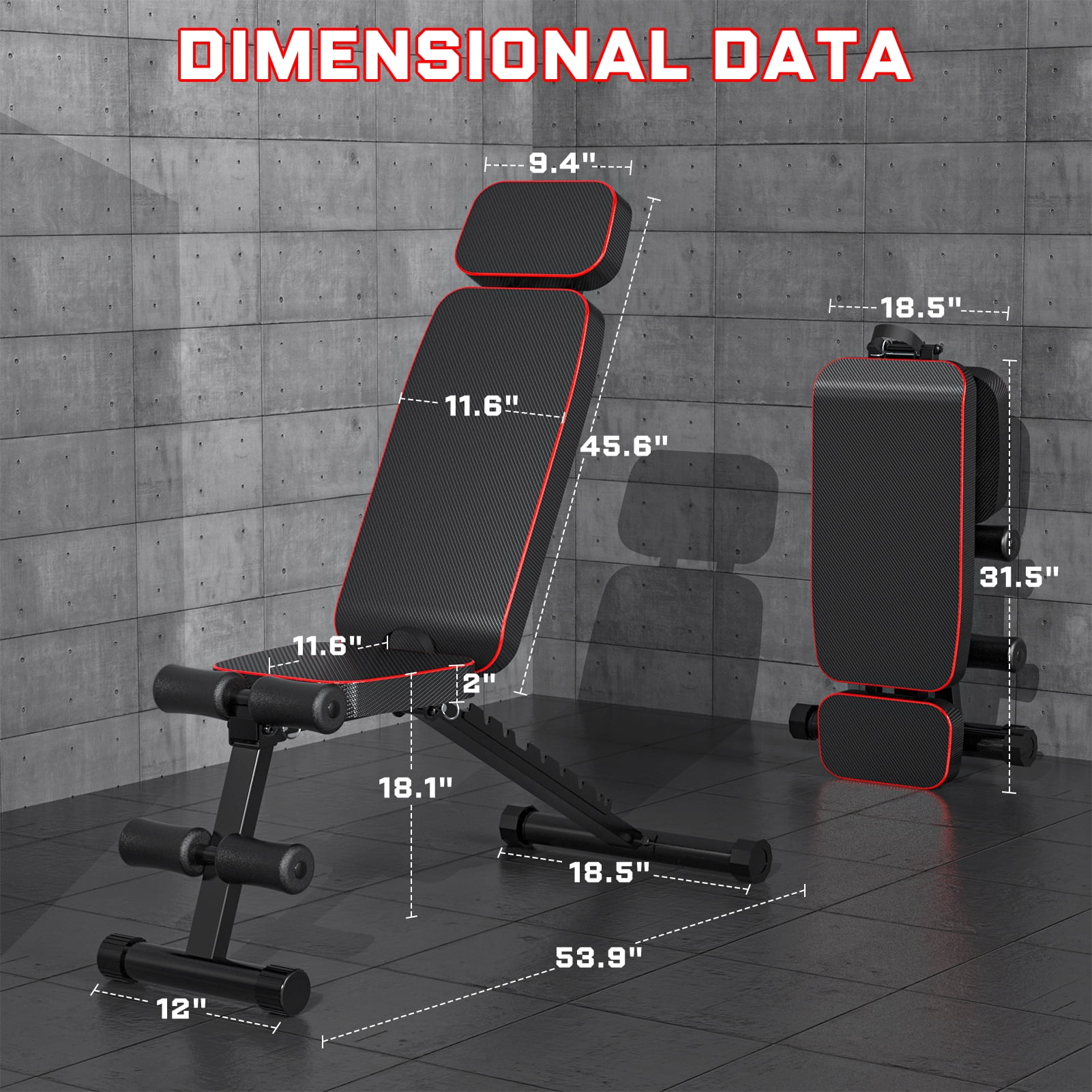 GIKPAL 9 Positions Adjustable Weight Bench,Foldable Workout Bench Olympic Weight Bench Press for Home Gym Full Body Strength Training,Support up to 800lbs
