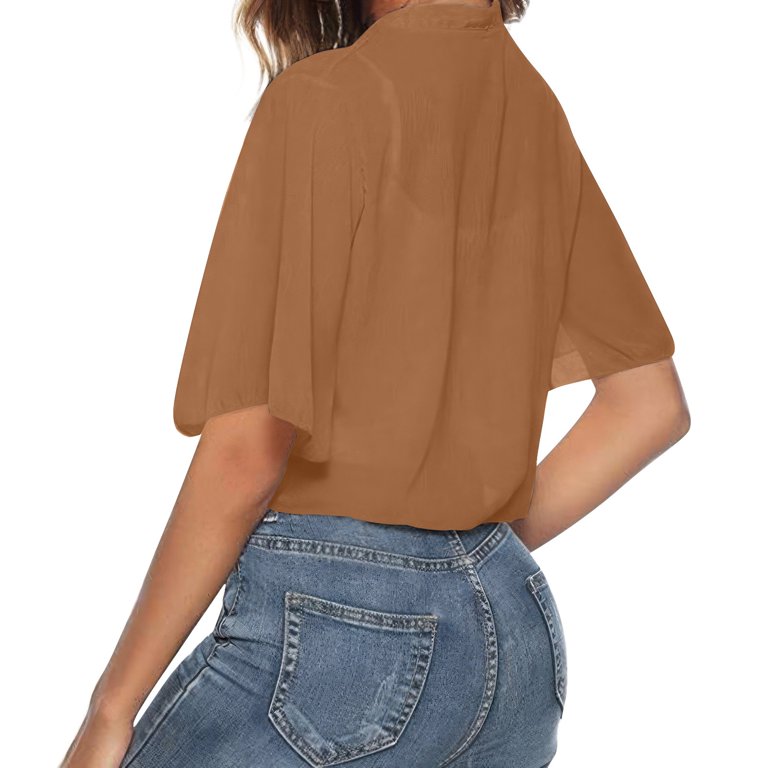 2025 Chiffon Bolero Shrug Women Dressy Elegant Formal Open Front