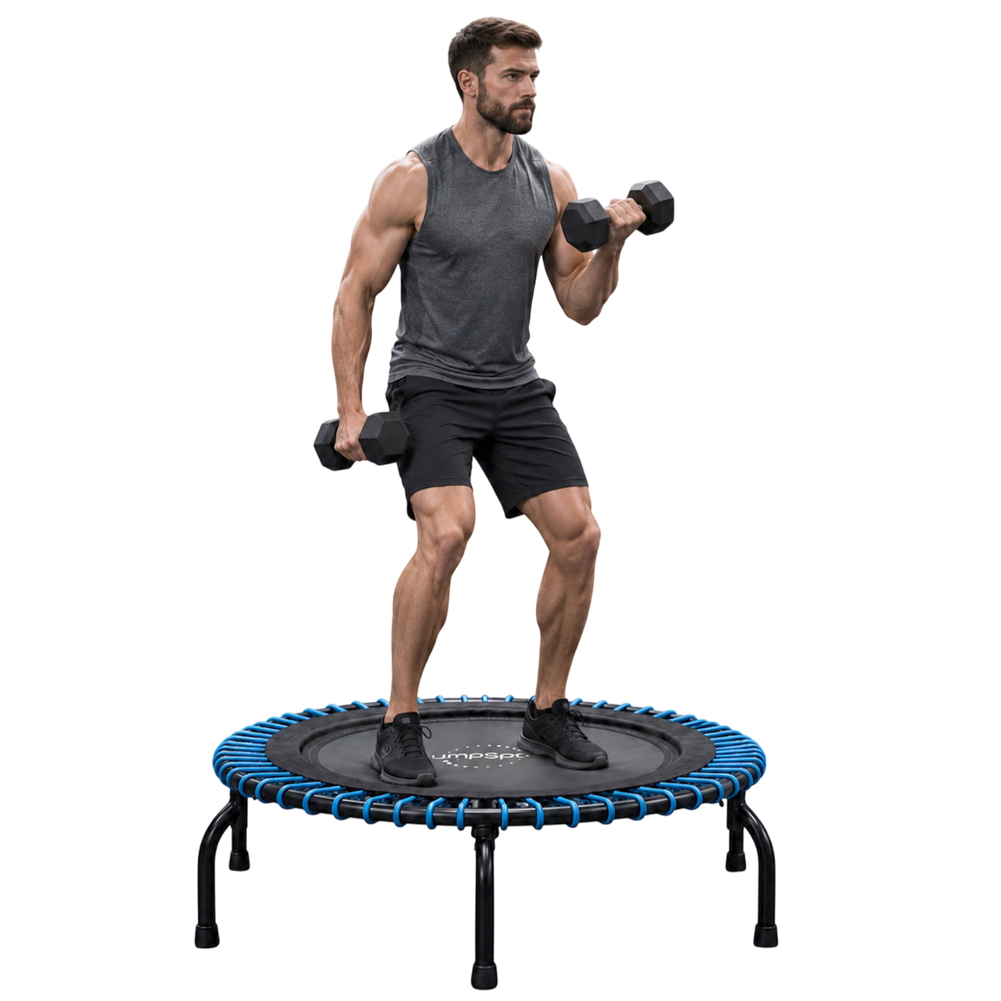 JumpSport 250 Fitness Rebounder Mini Trampoline with Handle Bar