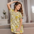 thumbnail image 3 of Fotbe Cute Bee Gnomes Bata de Dormir para Mujer con Estampado, Camisón de Algodón de Manga Corta, Ropa de Dormir Casual, 3 of 6