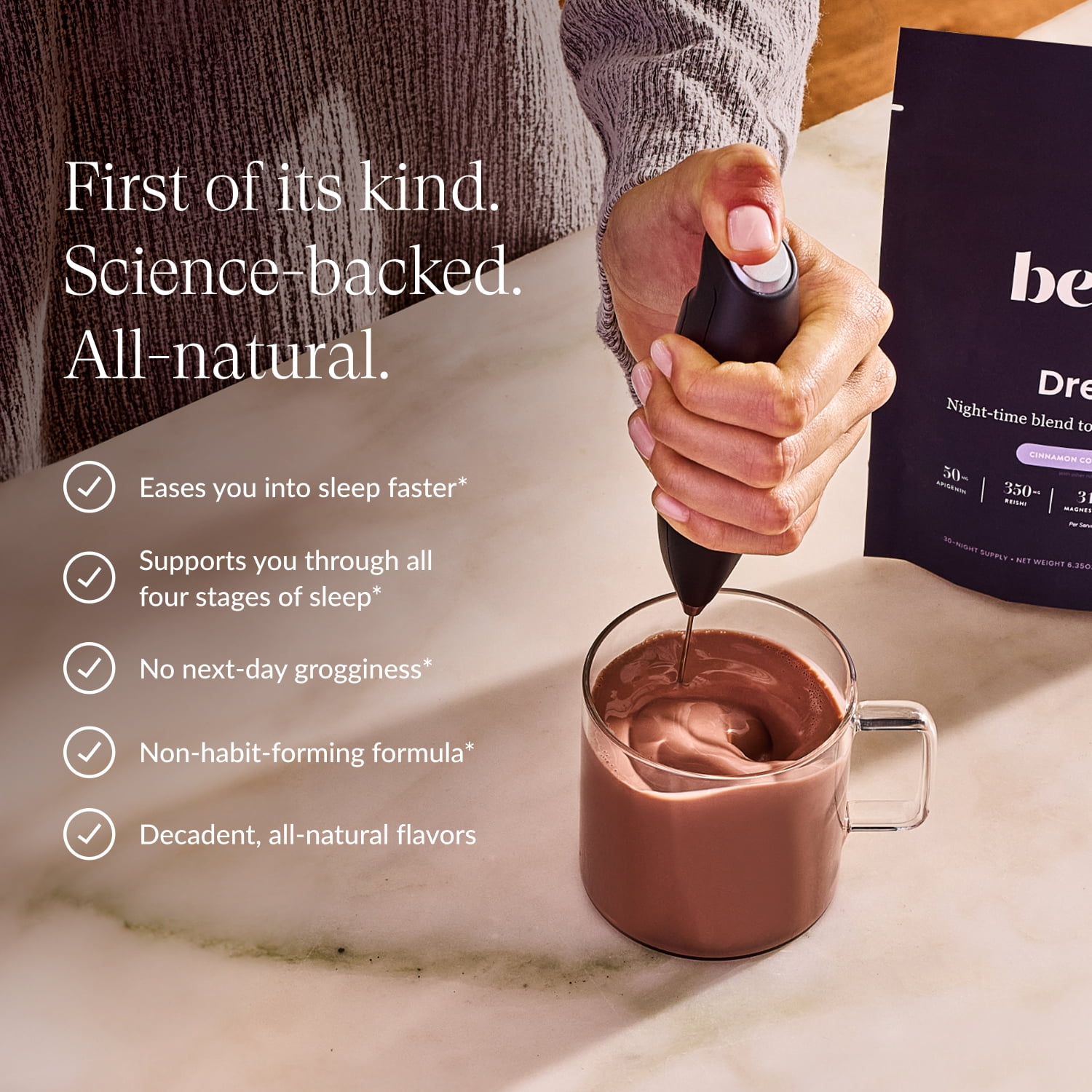 Beam Dream Sleep Powder – Calming Nighttime Cocoa with Magnesium & Apigenin, 30 Servings