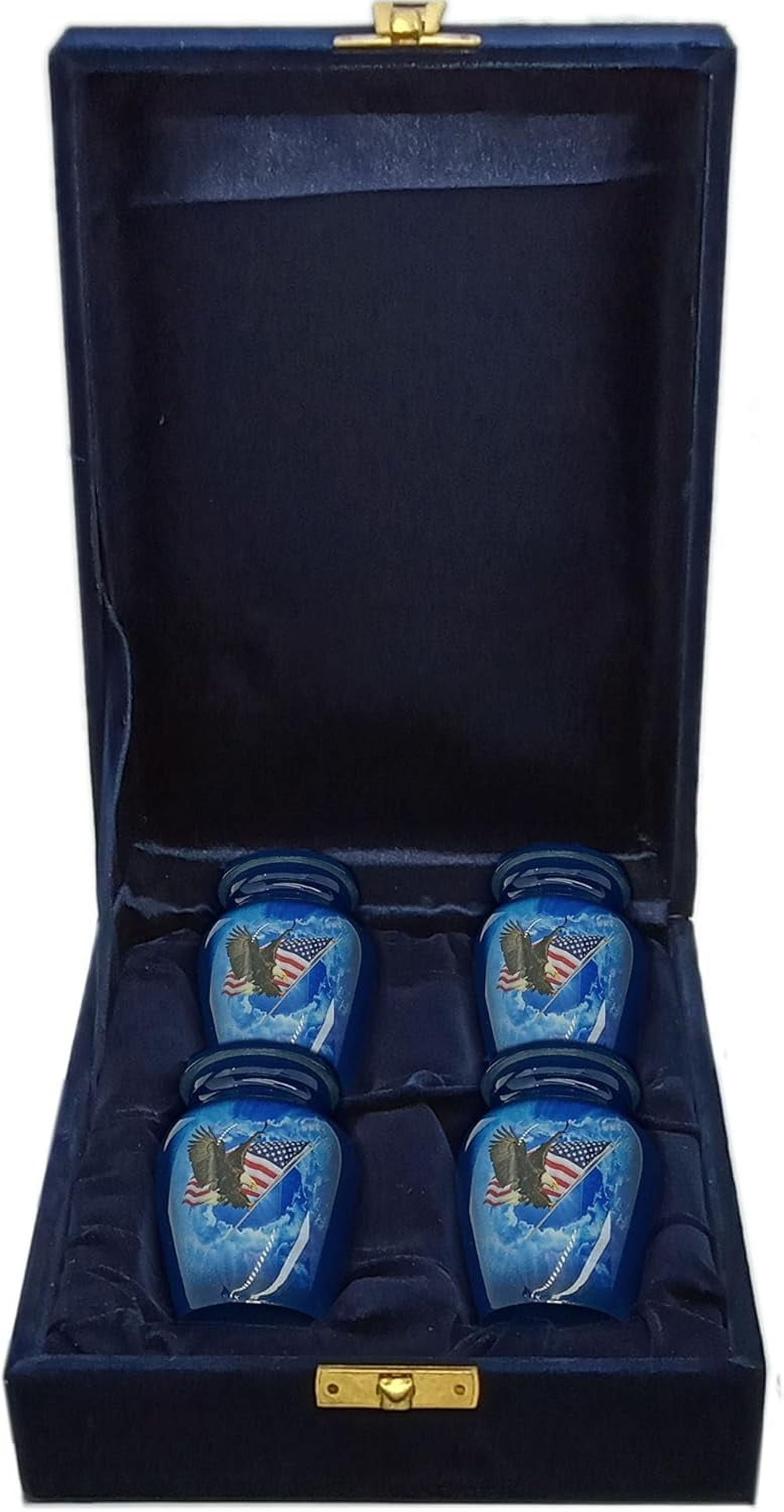 UR Keepsake Urn Set of 4- Fly American Eagle with USA Flag Keepsake Cremation Urn for Human Ashes with Velvet Box & 4 Velvet Bag-Mini Keepsake Urn - Affordable Keepsake Urn (3 cu.in x 4pcs) (3)