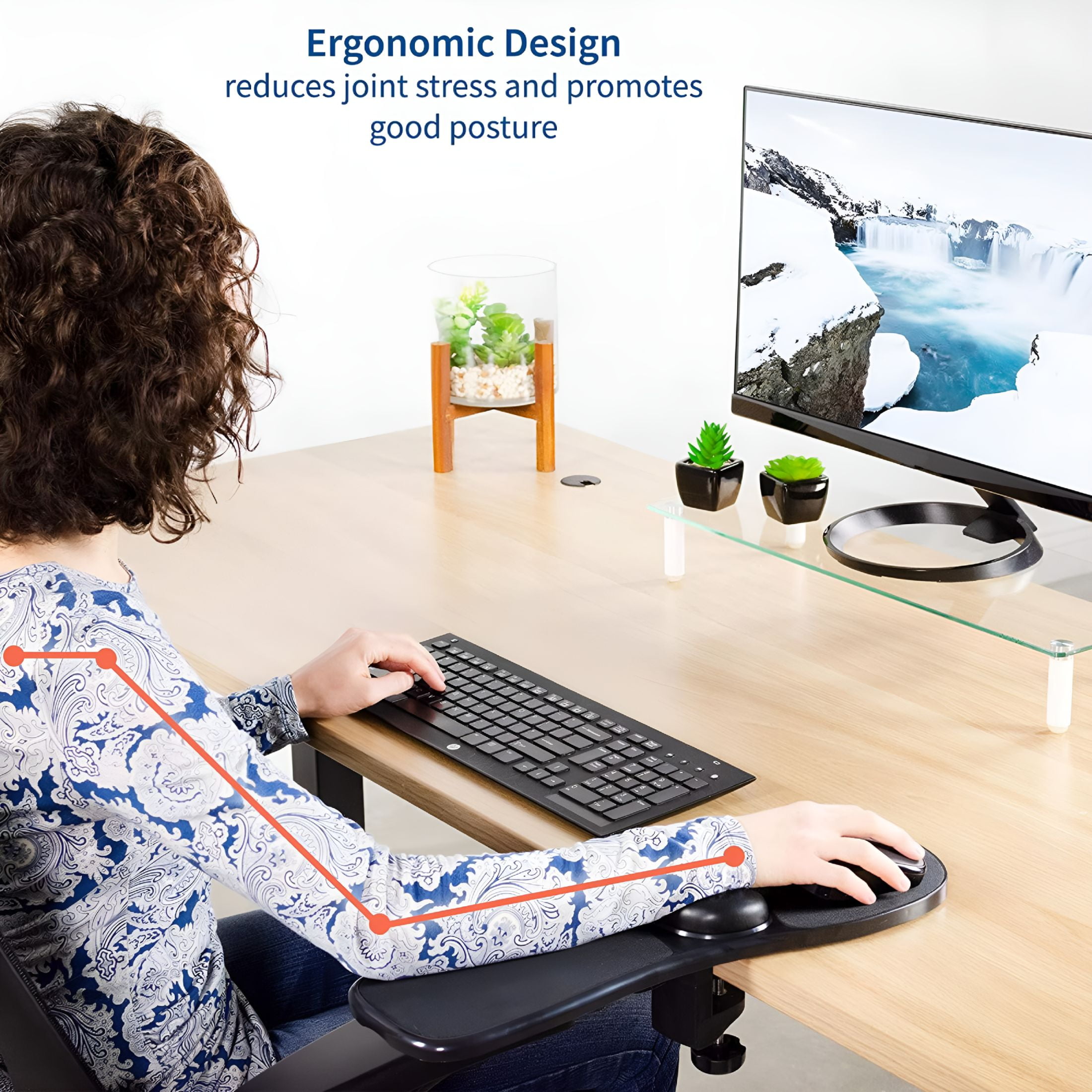 LAMIRO Home Office Computer Arm Rest Mouse Pad Mat Wrist Cushion Wrist Rest Platform Tray Attaches to Desk/Chair for Gaming