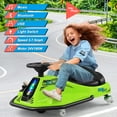 thumbnail image 2 of JOYLDIAS 24V 360 Degrees Rotating Ride On Drift Car Electric Drifting Go Kart Kids Gifts with High/Low Speed,24V Brushless Motor,Flashing Lights,Flag,Music,Bluetooth(Green), 2 of 12