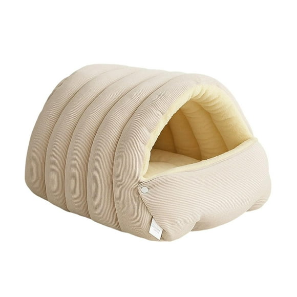 Cama para gatos, nido para gatos, cálido, suave, escondite, extraíble, cómodo y lavable, casa para mascotas Beige claro