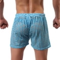 thumbnail image 4 of Xysaqa Fashion Men's Loose Mesh Hollow Openwork Shorts See-Through Underwear Boxer Shorts with Drawstring, 4 of 5