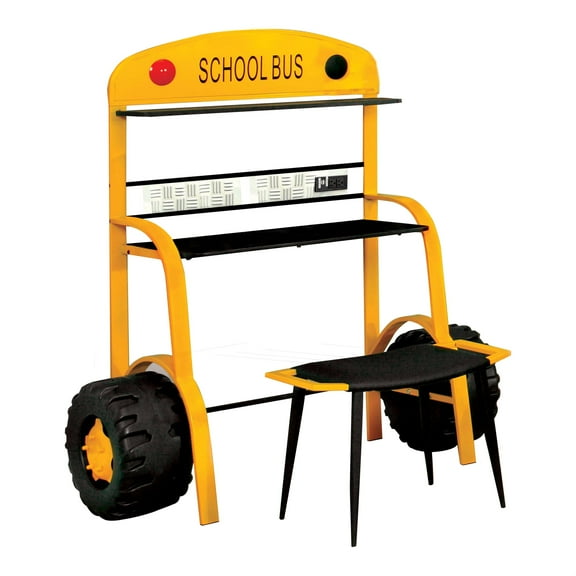 Furniture of America Rowell Novelty Metal Desk with Stool in Yellow