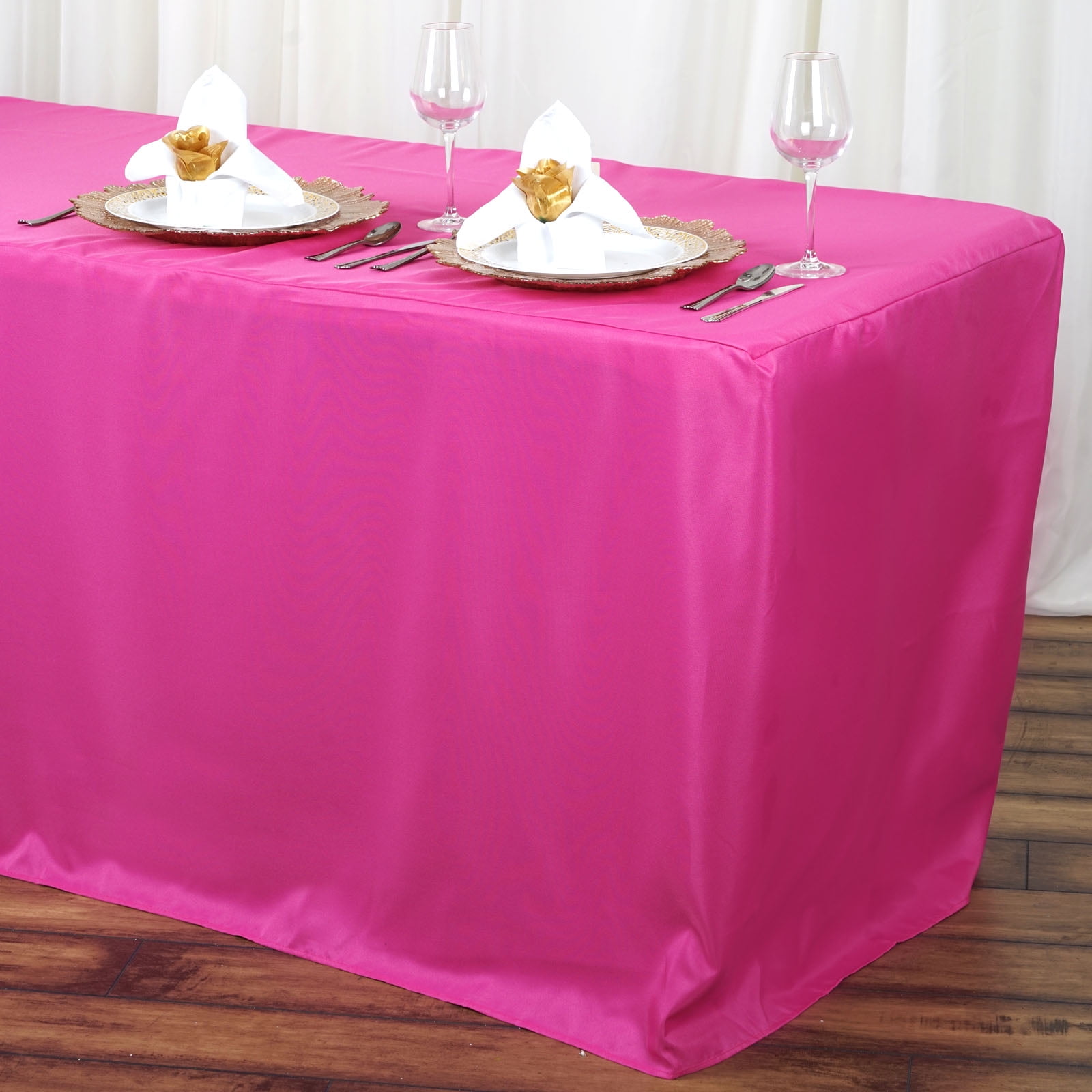 BalsaCircle 6 feet Fitted Polyester Tablecloth Wedding Party Trade Show Booth Events Table