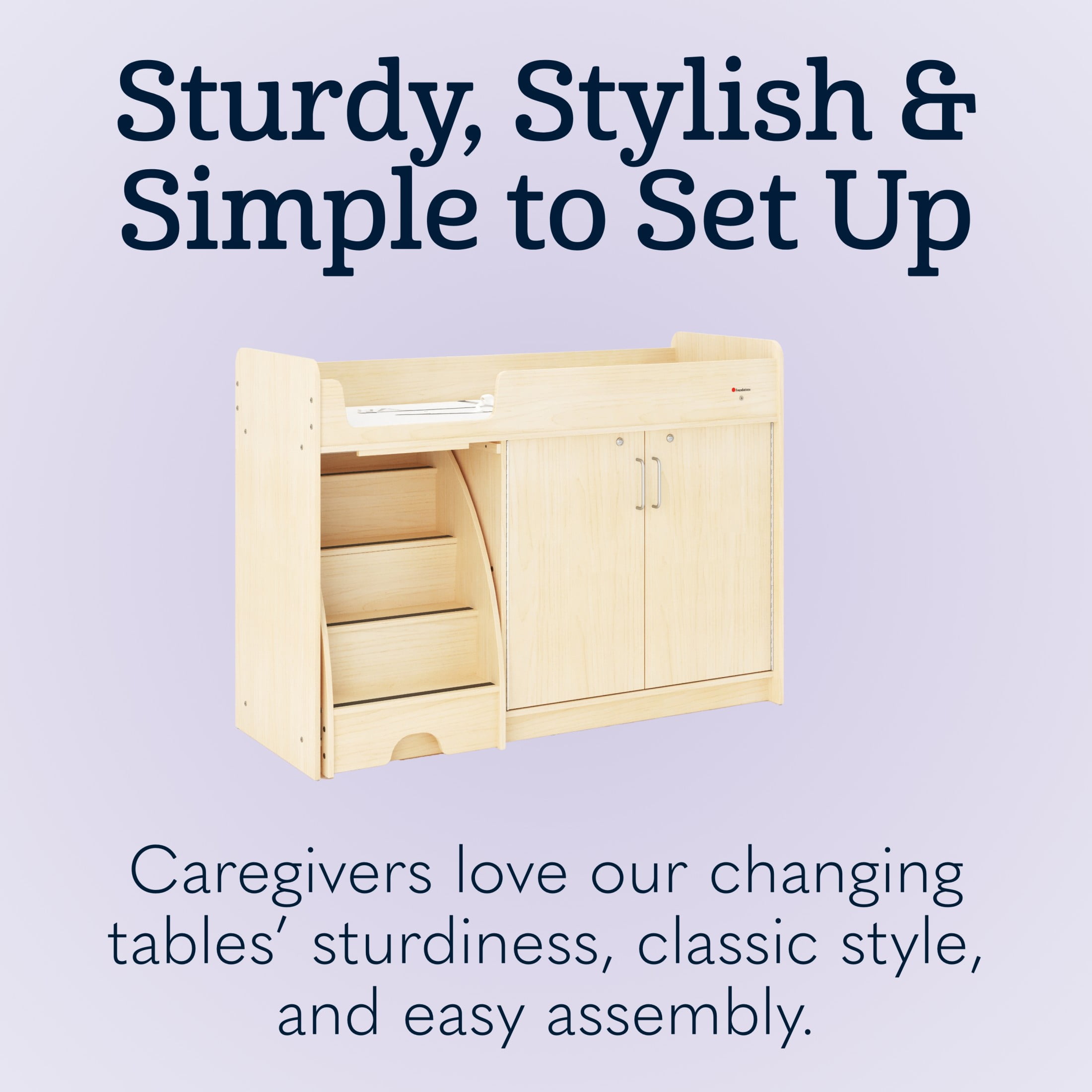 SafeStep Changing Table with Left Stairs - Durable Wood Changing Table for Childcare