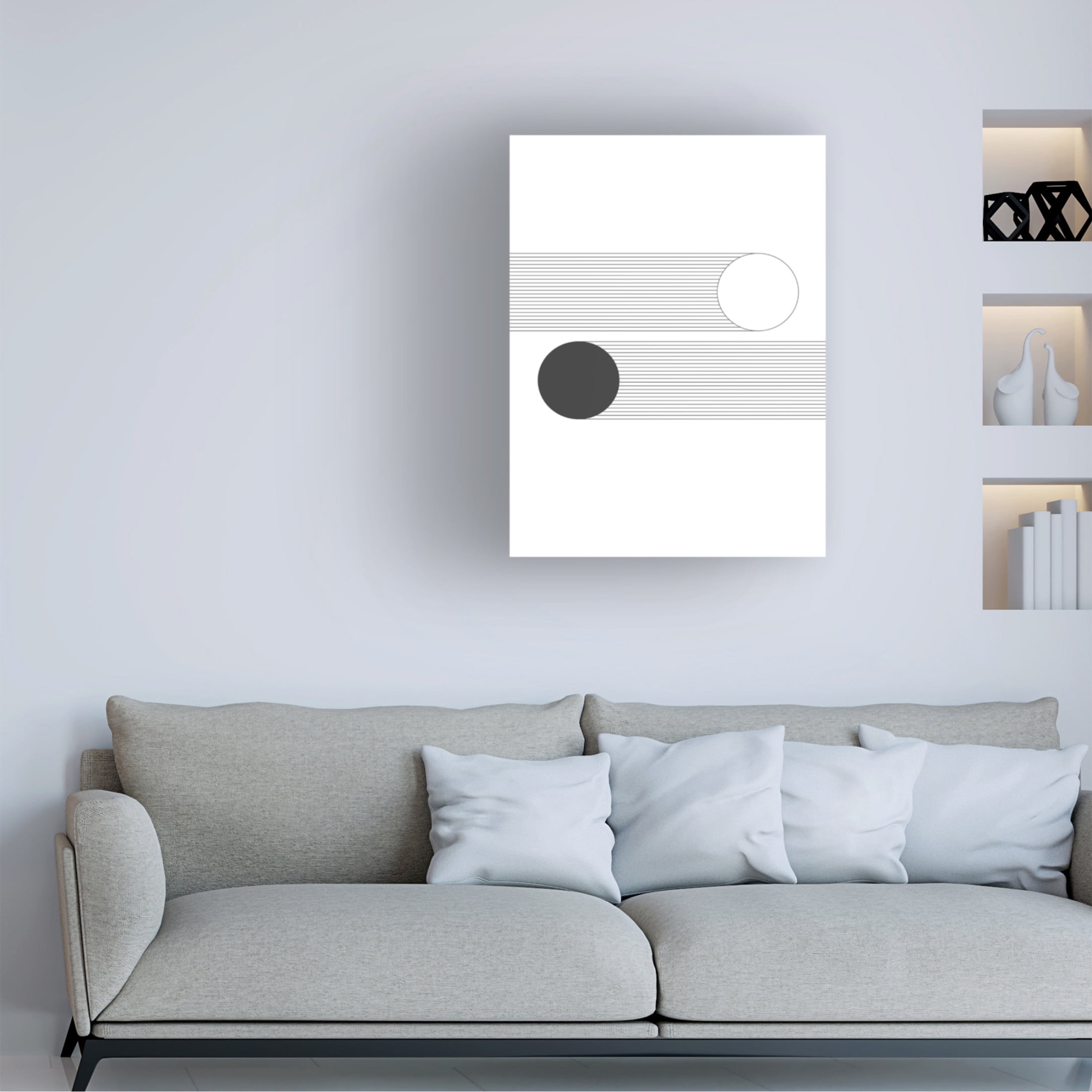 Canvas Wall Art - Tom Quartermaine 'Black and White Modern Minimalist Geometric 1' Wall Art for Living Room, Bedroom, or Office Décor by Trademark Fine Art - 24 x 32 Inches